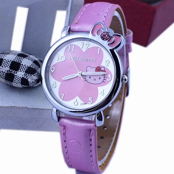Мультфильм Продажа Горячая рисунок «Hello Kitty» детские часы KT cat розовый пояс для студенток кварцевые часы