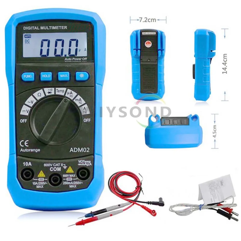 

M043 ADM02 Temperature Measurement Auto-range Max. Data Holding LCD Backlight Digital Multimeter DMM FREE SHIPPING
