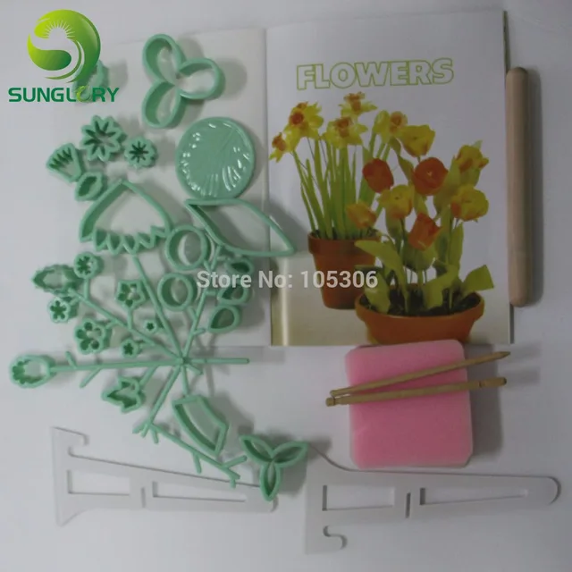 Buy 32 Pieces Gum Paste Flower Making Set Sugar Craft Bonsai Mold Fondant Cake
