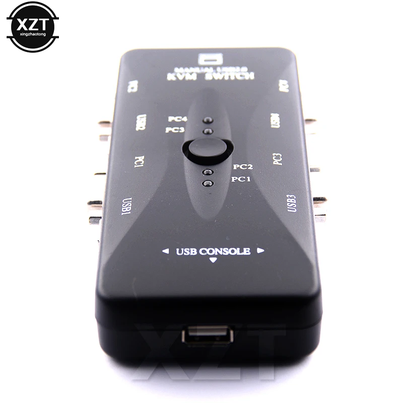 1 шт. USB2.0 KVM 4 Порты селектор VGA для печати автоматическое переключение VGA/SVGA VGA для печати автоматическое переключение ручного переключения мониторная коробка адаптера компьютера переключения