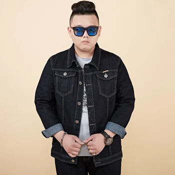 

High Quality Korean Jacket Plus Fat XL Long Sleeve Denim Jacket Fashion Slim Turn-down Collar Male Tide