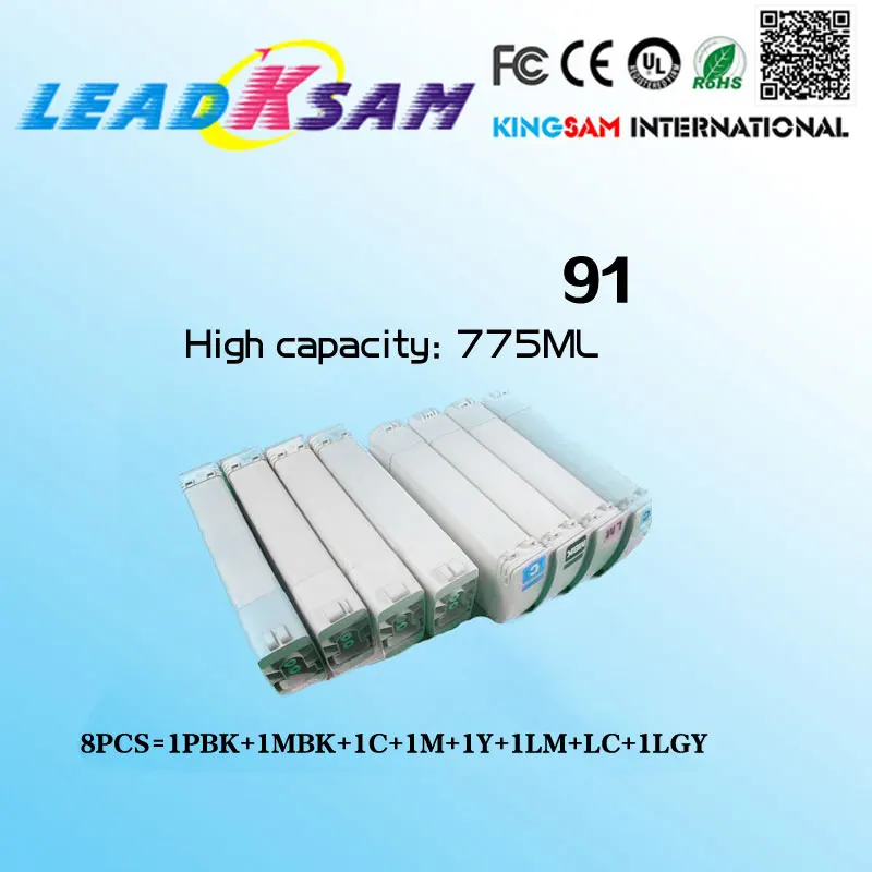 8pcs ink cartridge compatible for hp 91 for hp91 Designjet Z6100 Z6100P Photoblack, Magenta