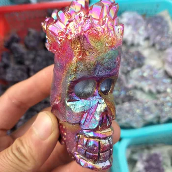 

Natural crystal cluster skull reiki gem hand carved crystal skull wedding decoration aquarium