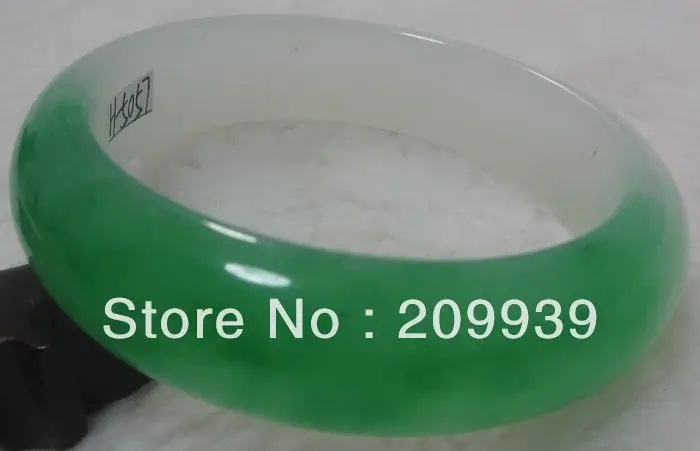 

huij 00409 FASHION BEAUTIFUL CHINA EMERALD WHITE GREEN JADE BANGLE BRACELET
