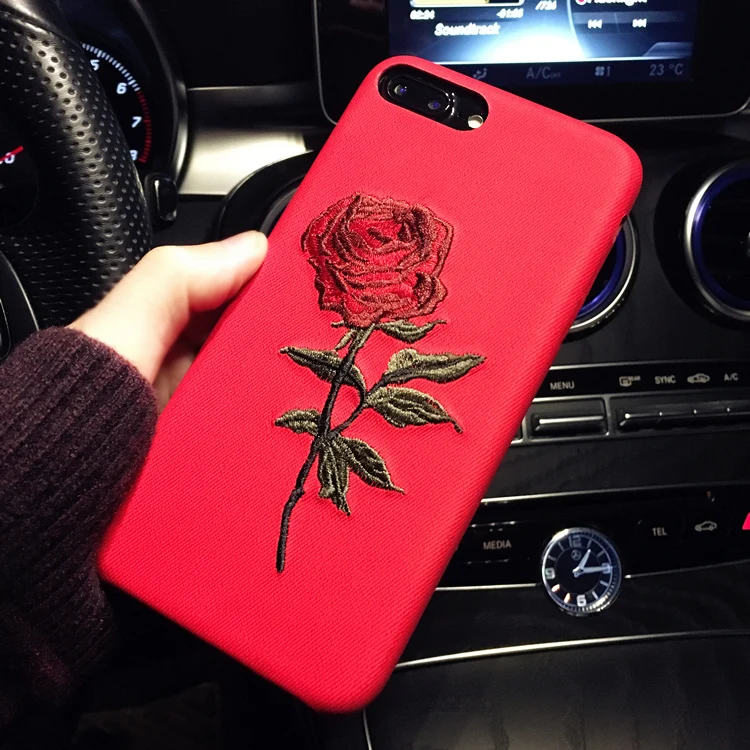 Hot Sale! Elegant Embroidery Rose Flower phone Case for iPhone 6 /6S