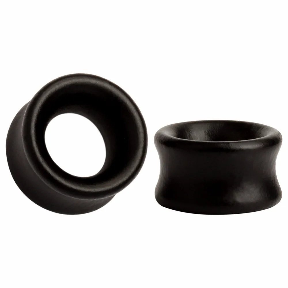 Buy black double flared wood ear tunnels ear plugs