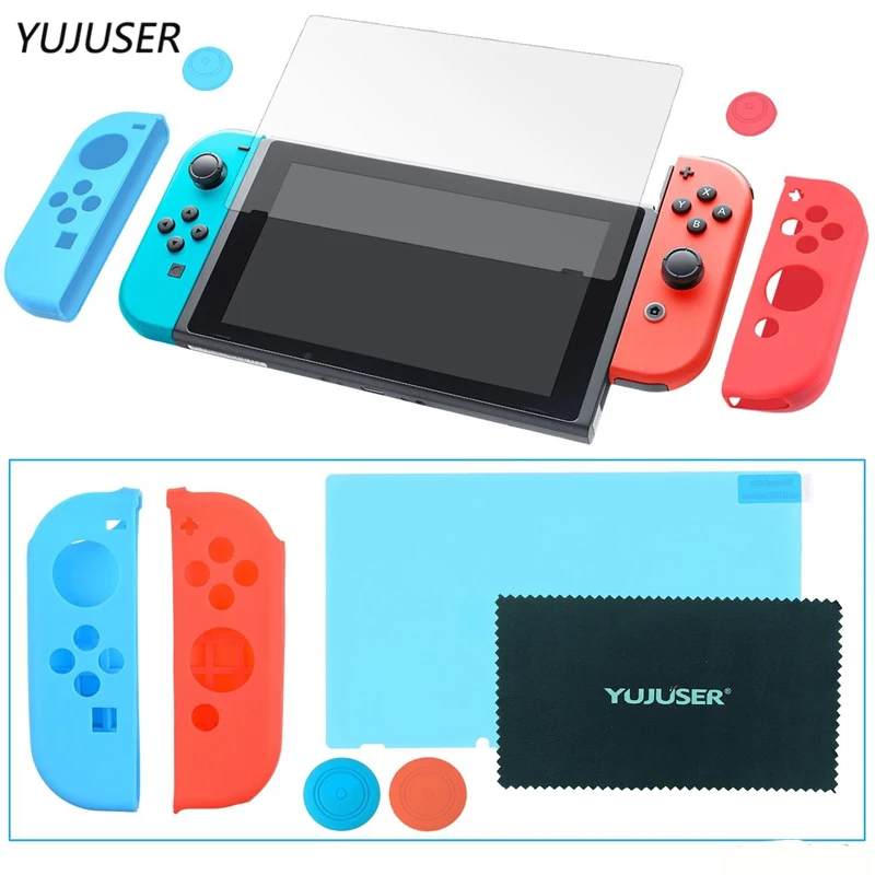 

YUJUSER Protection Kits for Nintend Switch Joy Con Covers, Thumb Grip Covers, Screen Protector, Cleaning Cloth