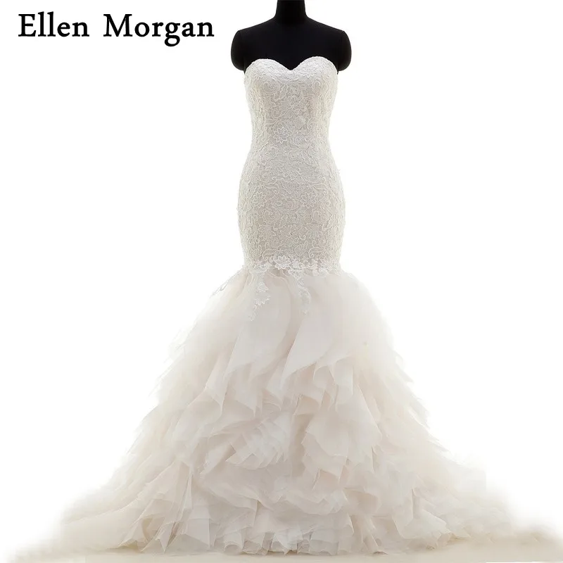Real Pictures Mermaid Wedding Dresses 2019 Sexy Sweetheart Organza