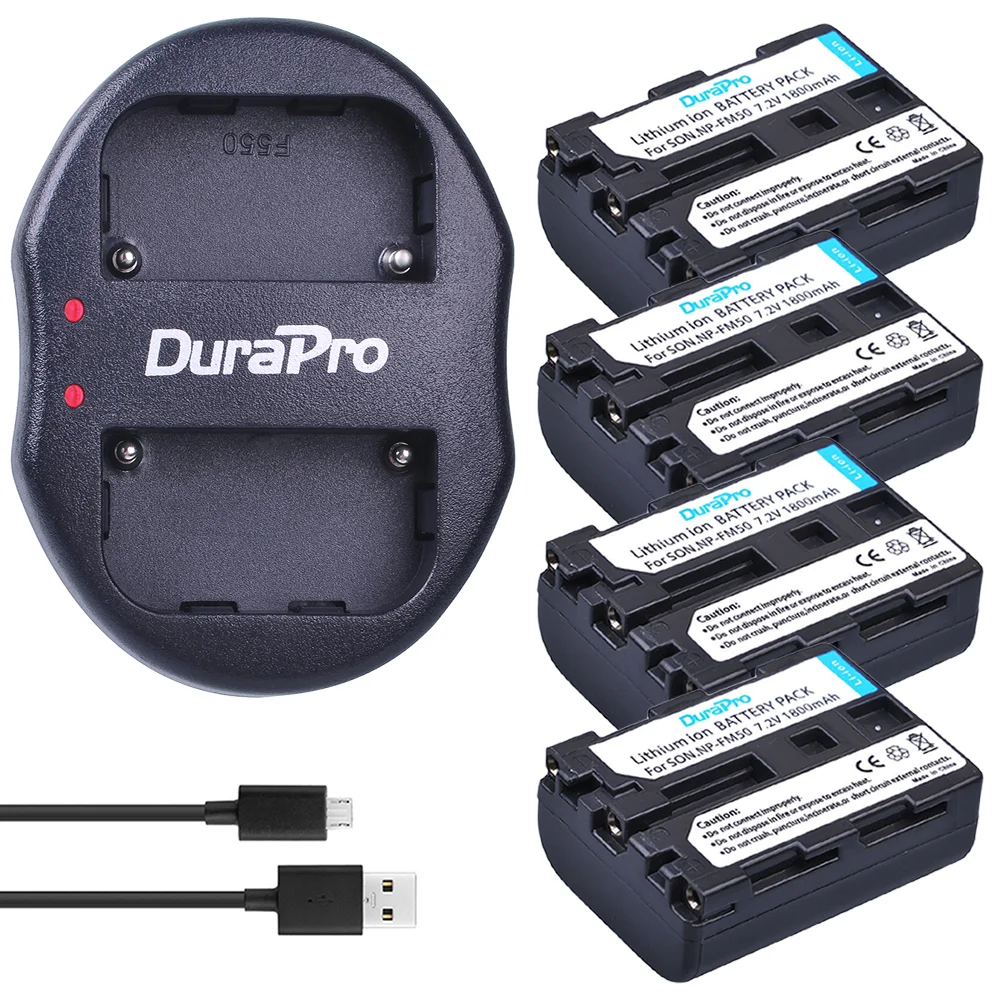 

4pcs NP-FM50 NP FM50 FM50 Rechargeable Li-ion Camera Battery + USB Charger For Sony NP-FM51 NP-QM50 NP-FM30 NP-FM55H A100 PC10