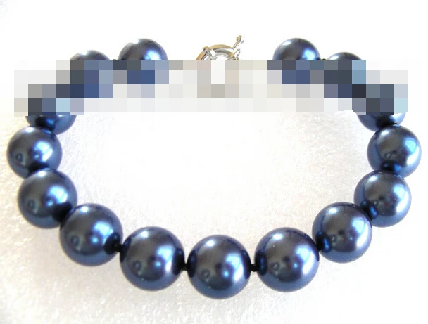

free shipping 09752 blue round seashell pearls bracelet