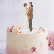 None Lovingly Bride Bridegroom Cake Topper Resin Baking Decorative Prop