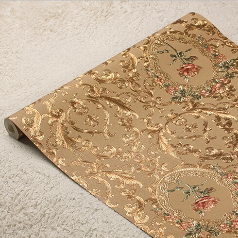 New luxury European golden floral wallpaper Luxury Rose flowers background wallpaper For bedroom 3D Gold foil Wall Paper mural New luxury European golden floral wallpaper Luxury Rose flowers background wallpaper For bedroom 3D Gold foil Wall Paper mural