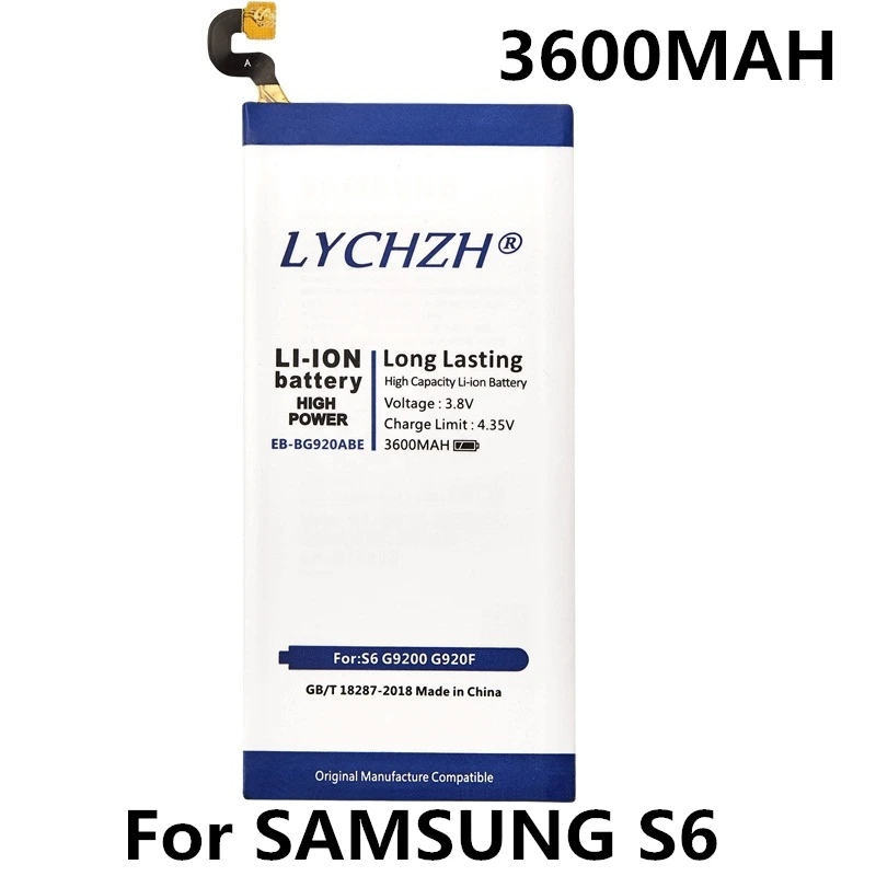 

EB-BG920ABE 3600mAh Battery for Samsung Galaxy S6 SM-G920 G9200 G920f G920i G920A G9208 G9209 G920 G920V G920T G920P Phone