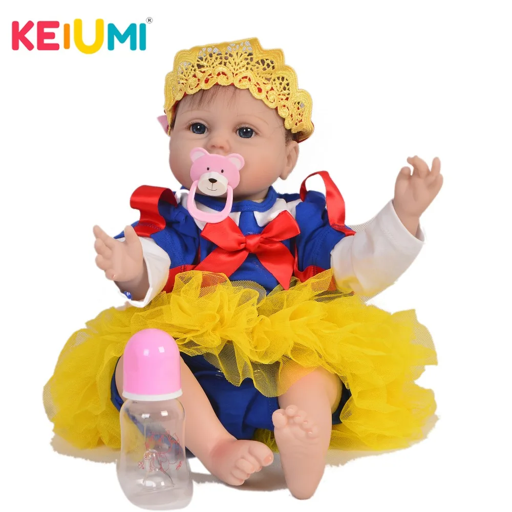 

Cute Realistic Reborn Bonecas 55 cm Soft Silicone Vinyl Newborn Baby Fiber Hair 2018 Reborn Dolls Babies For Girl birthday Gift