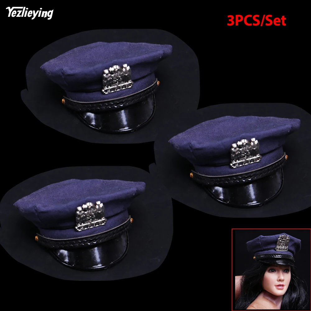 

3PCS/S 1/6 Scale Female Figure Accessory US. Police Stopper Policewoman Octagonal Hat Fabric Pattern for 12" Head Sculpt Body