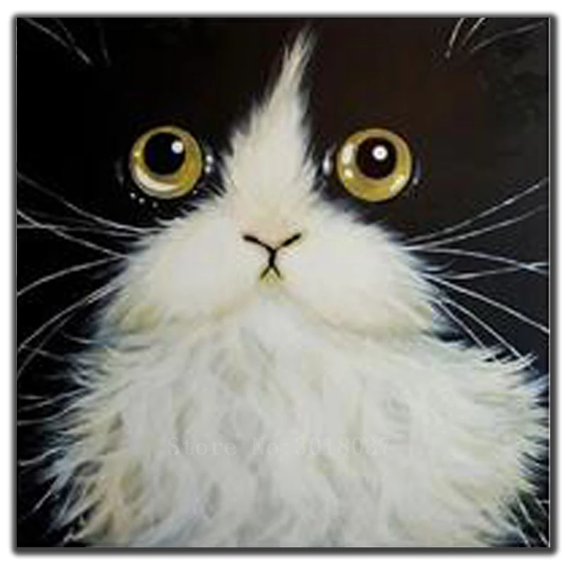 

5D Diy Diamond Painting Cross Stitch Black Cat That Stared Needlework Diamond Embroidery Full Round Mosaic Decoration Resin Kits