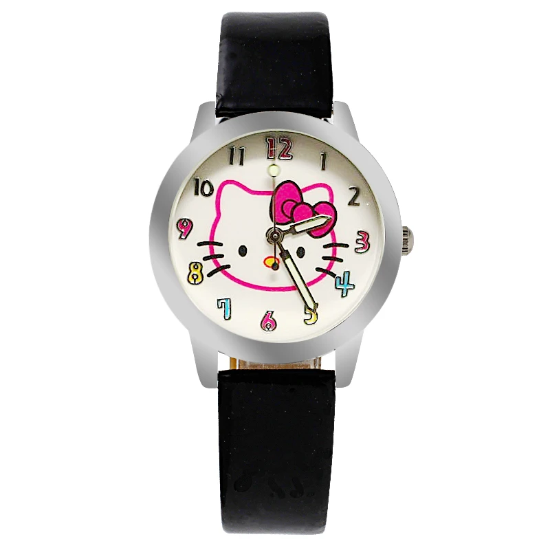 Рисунок Hello Kitty детские часы для девочек с героями мультфильмов малышей и кожаным