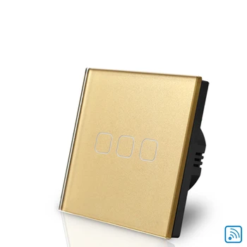 

gold flame proof touch wall light switch EU standard 86 type switch touch 3 gang 2 way single live line with led indicator
