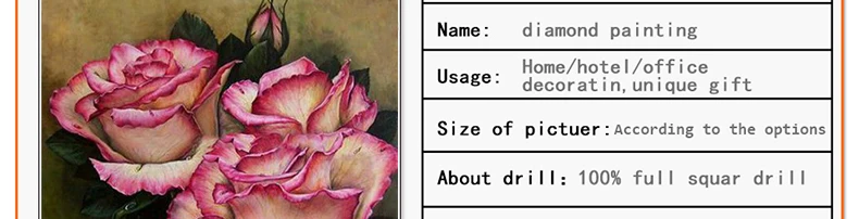 Classical three rose oil paintings full drill diamond embroidery wall decor mosaic picture 5d rhinestone embroidery needlework3321_02