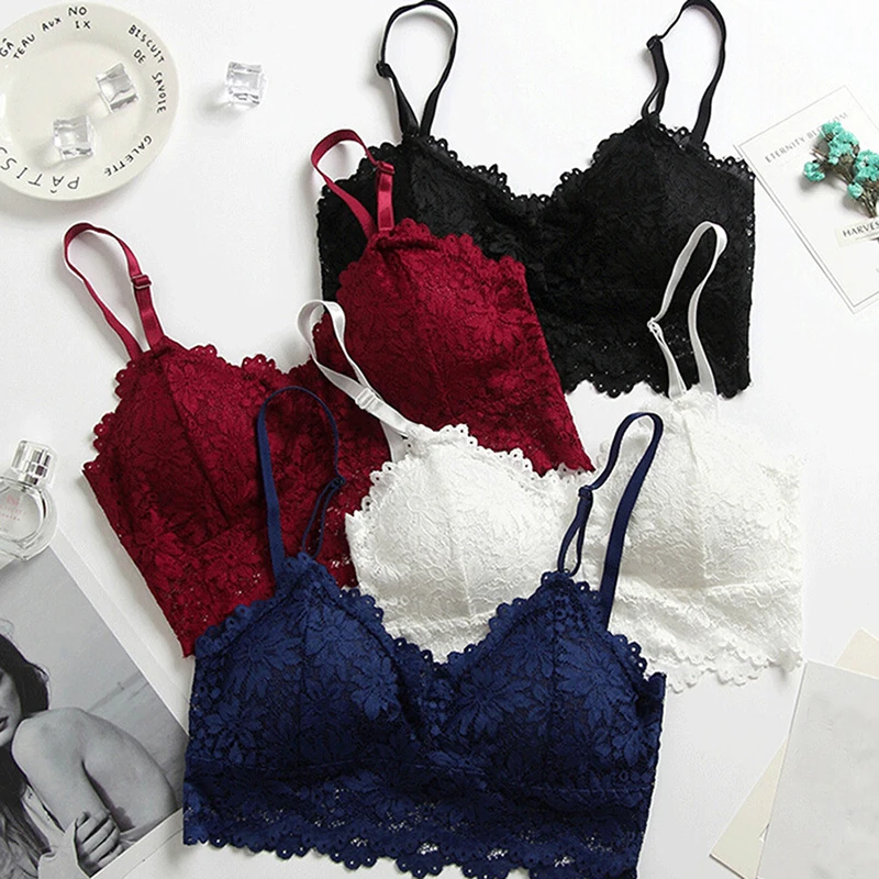 

Sexy Bra Women Lace Bralette Sexy Lingerie Underwear Wireless Padded Seamless Bra Ultra Strap Padded Bras For Women