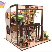 Двухслойный кофейный бар времени Diy Миниатюрный 3D Деревянный кукольный домик развивающие горячие детские/взрослые игрушки для детей подарки на день рождения