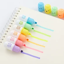 6 pièces Capsules surligneur vitamine pilule point culminant marqueur couleur stylos dessin Spot Liner papeterie bureau fournitures scolaires A6869