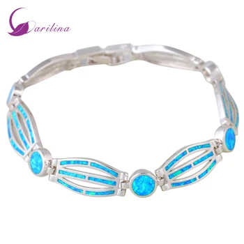 

New Hot Popular womens Silver 925 Blue Fire Opal Bracelets bangles for teen girls pulseiras femininas women's fashion 2019 B468