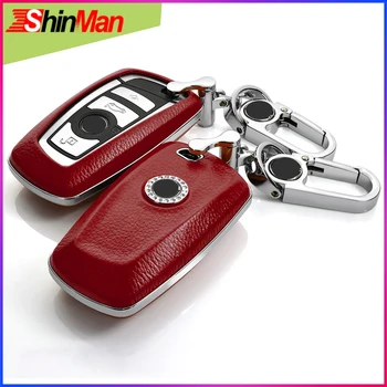 

ShinMan For BMW Key Case X3 X4 M5 M6 key bag key protect shell Key Case 1 Series 2 3 4 5 6 7 Series key Cover Cow leather