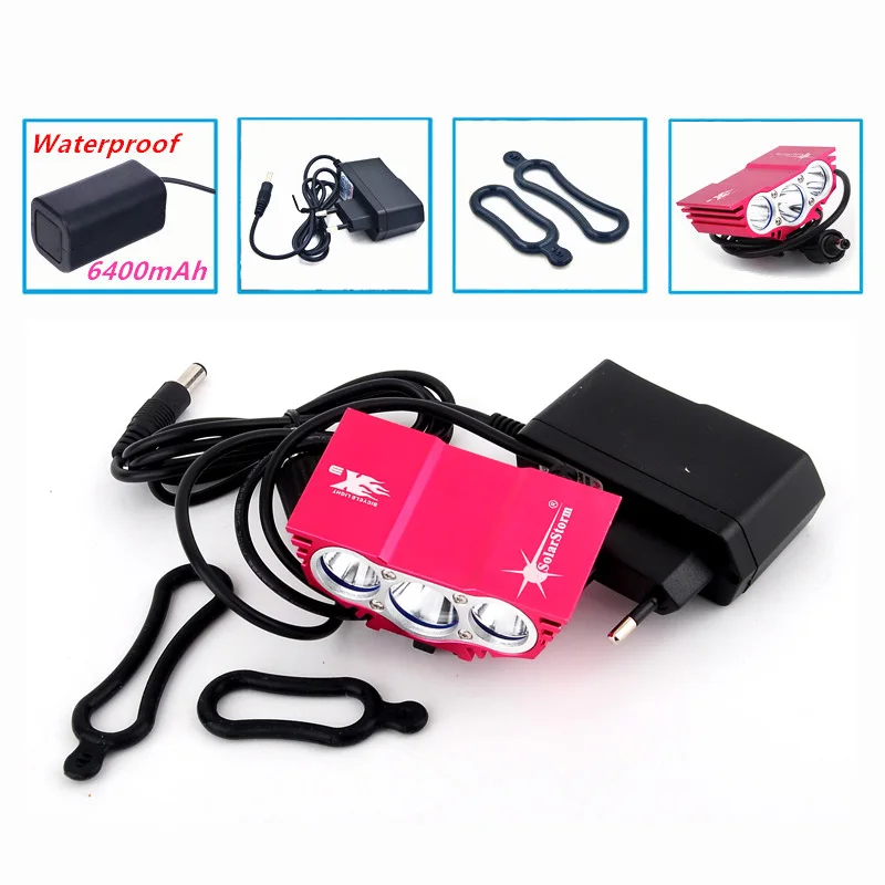 Waterproof LED Bike Light + Battery Pack + Charger bike accessories
