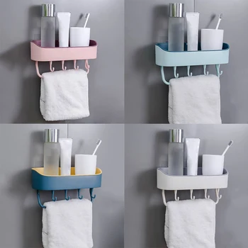 

Wall Shelf Kitchen Storage Rack Holder Stand Shampoo Shower Gel Mugs Bathroom Shelves Multi-function Free Punch 2019 Hot Sale