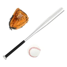 Детская алюминиевая бейсбольная здоровая спортивная бита для Софтбола, перчатка и мяч для фитнеса, набор летучая мышь+ перчатки+ Бейсбол(с коричневыми перчатками 3