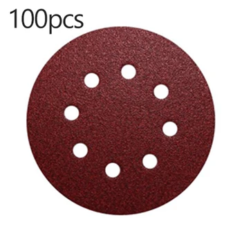 

100pcs 125mm 8 Holes Sandpaper 60 80 100 120 150 240 240 Grit Aluminum Oxide Sanding Papers