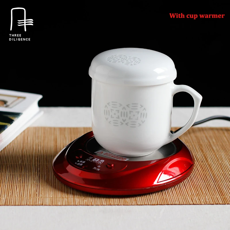 New Year Gift Chinese Ceramic Coffee Mug Tea Cup With Filter And Lid New Year Gift Chinese Ceramic Coffee Mug Tea Cup With Filter And Lid Electronic Warmer Mat Set Rice Pattern Cupugs In Mugs From Home Garden On