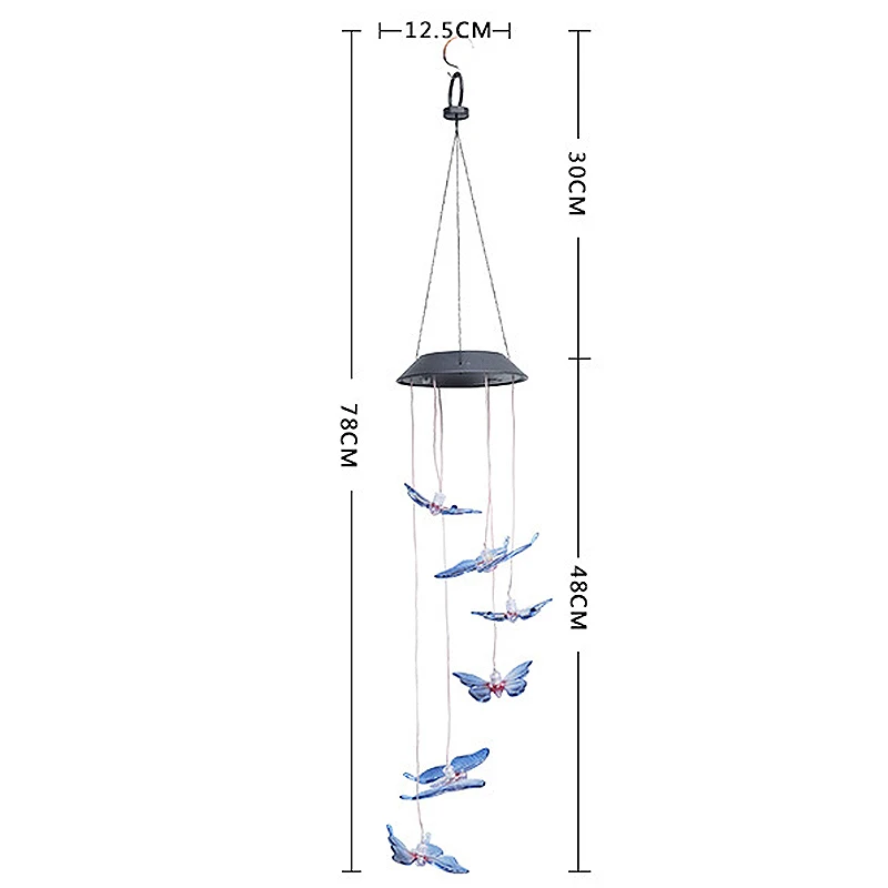 Hot Wind Chime Solar Lights Hanging Butterfly Outdoor Garden Landscape Light For Home Garden Park