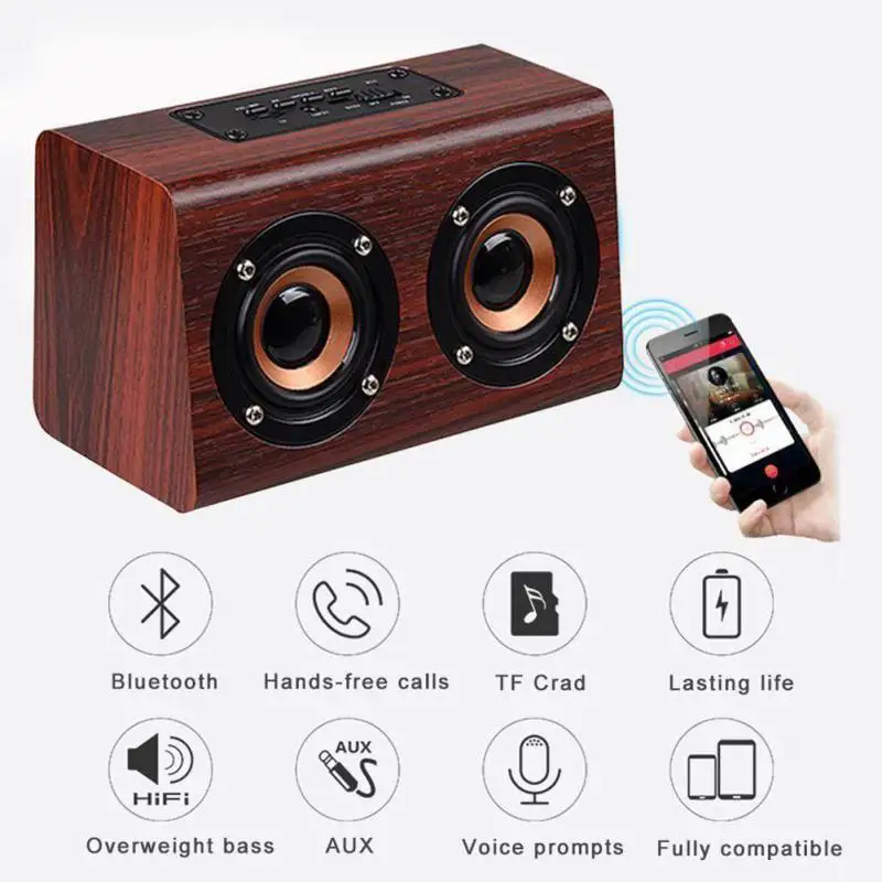 Ретро деревянный Bluetooth динамик портативный супер бас громкий динамик s Поддержка TF карта AUX mp3 плеер для смартфонов ПК ноутбук