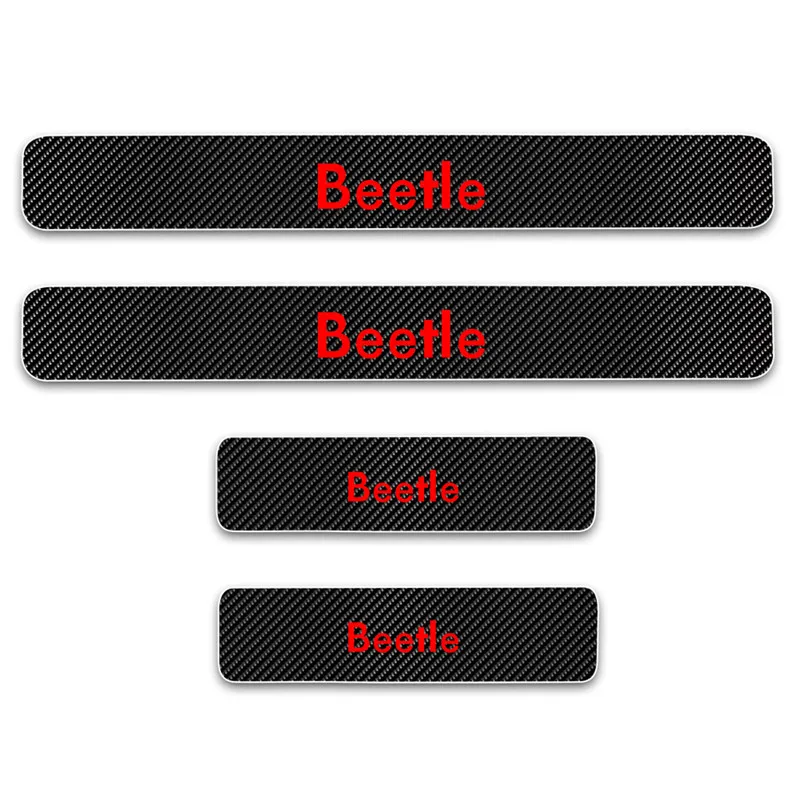 4PCs Door Threshold Guard For VW Volkswagen Beetle Transporter Car Door Sill Scuff Plate Carbon Fiber Vinyl Sticker - Название цвета: Beetle Red