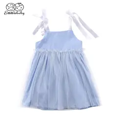 Emmaaby/милое платье принцессы на бретельках; кружевные тюлевые платья в полоску для маленьких девочек; сарафан; летняя одежда