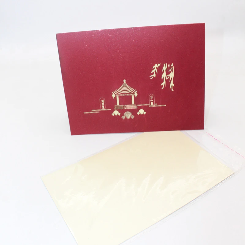  3D Handmade China Scenery Potu Spring Gardens Paper Invitation Greeting Cards PostCard Business Tou - 33060727799