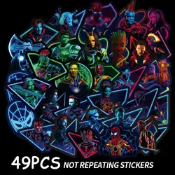 Новые 49 шт Смешанные Супер наклейки герои мультфильм аниме наклейка для мотоцикла ноутбука скейтборд неоновые палочки наклейки Marvel наборы