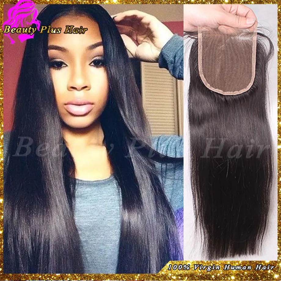 6a Three Part Brazilian Lace Closure Straight Black Virgin Human