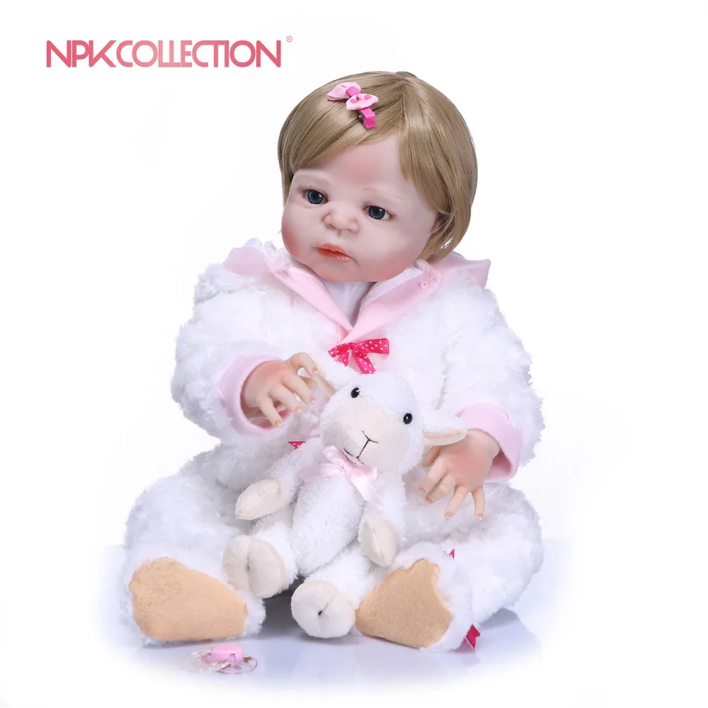 

NPKCOLLECTION 55cm Lifelike Reborn Baby Dolls White Skin Babies Doll Full Vinyl Silicone Body Baby Gift Playmates for Kids