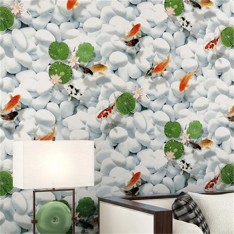 Goldfish pebbles Wall Paper for Living Room Bedroom Wallpaper For Wall papel de parede 3d papier peint Home Decoration flooring