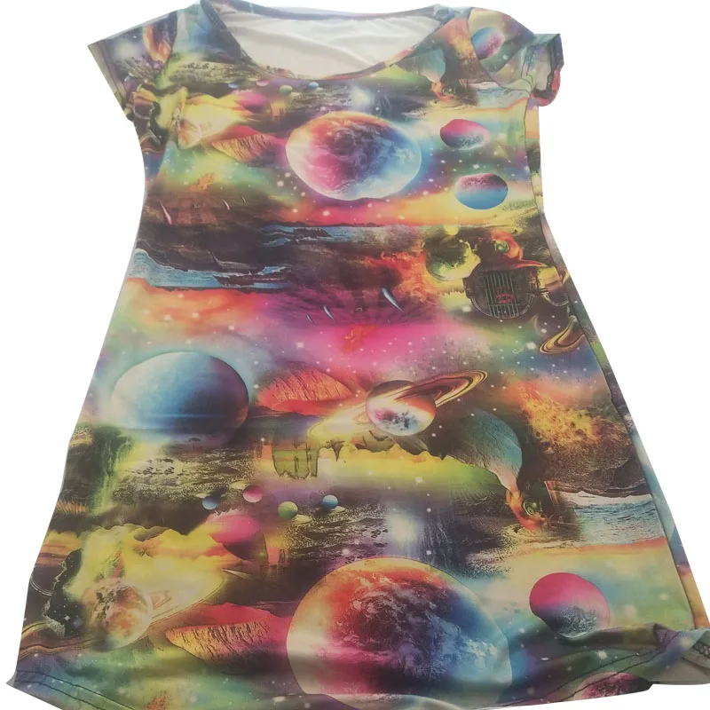 

Women fashion 3D printed dress summer short-sleeved slim bag hip Dresses casual sexy round Inventory cleaning special sales