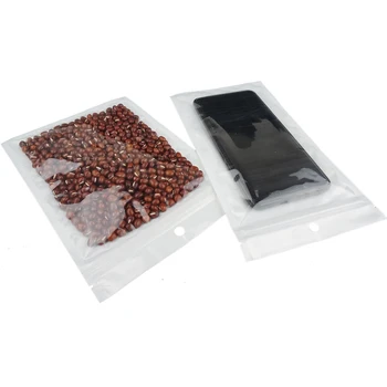 

14*20cm,100pcs X White translucent BOPP pearl film ziplock bag - Front clear pearl-film plastic pouch zipper resuable Gift bags