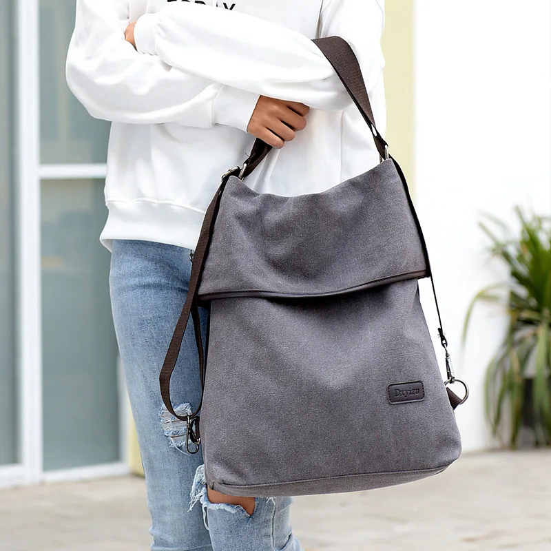 

AOILDLLI 2019 Women Bag Canvas Casual Antique Shoulder Bag Cloth Cotton Hobo Bag Ladies Multifunction Messenger Bag Travel Work