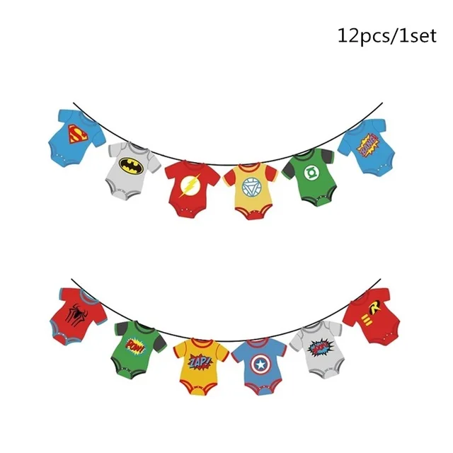 

1set Boy Super Hero Avengers Spiderman Batman Banners flags kids birthday Party Favors Decorations Paper Bunting Baby Shower