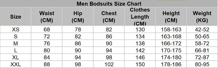 Men bodysuits size