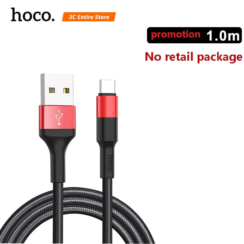 HOCO USB C кабель для samsung S9 S8 usb type C Быстрая зарядка кабель для Xiaomi Mi 8 A1 huawei Синхронизация данных USBC Шнур зарядное устройство type C - Цвет: Черный