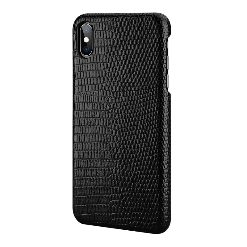 

Real Genuine Leather Thin Case for iPhone x xs 10 Cell Phone Luxury Ultra Slim Hard Cover Cases Cute 3D Lizard Animal Pattern