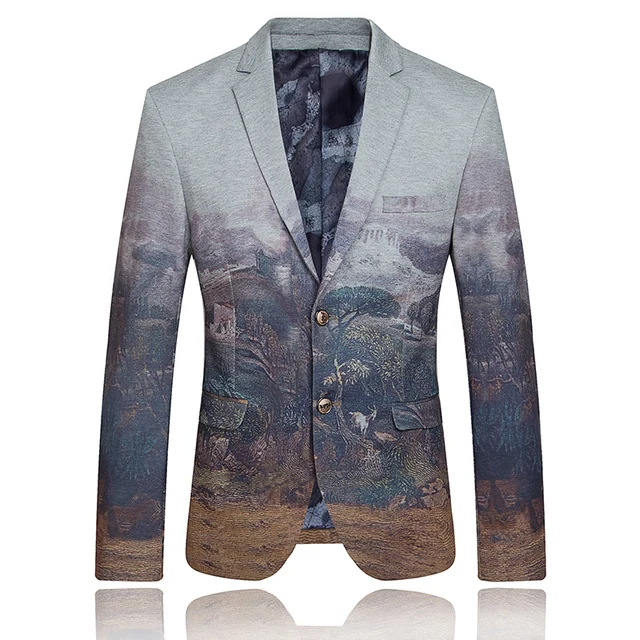 Unique Mens Painting Dress Suit Blazer 2016 Fashion Party Wedding